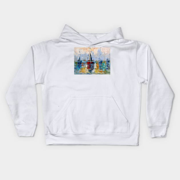 Harbor Boats Kids Hoodie by Karensfineart